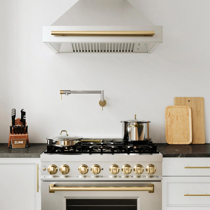 ZLINE Autograph Edition Gemini Pot Filler in Brushed Nickel and Champagne Bronze