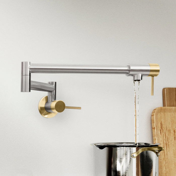 ZLINE Autograph Edition Gemini Pot Filler in Brushed Nickel and Champagne Bronze