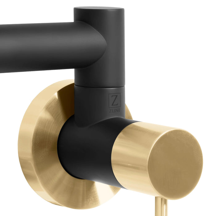 ZLINE Autograph Edition Gemini Pot Filler in Matte Black and Champagne Bronze