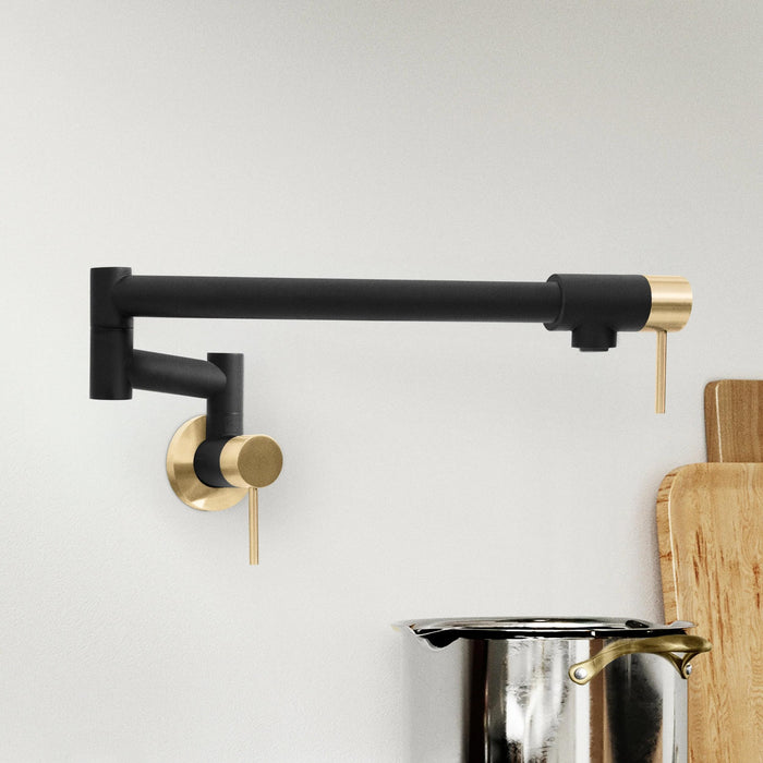 ZLINE Autograph Edition Gemini Pot Filler in Matte Black and Champagne Bronze