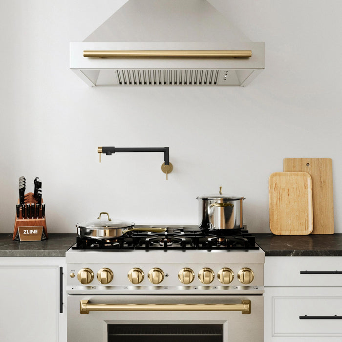 ZLINE Autograph Edition Gemini Pot Filler in Matte Black and Champagne Bronze
