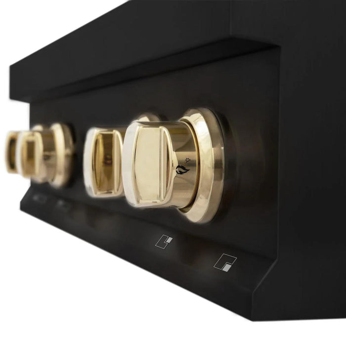 ZLINE Autograph Edition Legacy Gas Rangetops – Black Stainless with Polished Gold Accents – 30", 36", & 48"