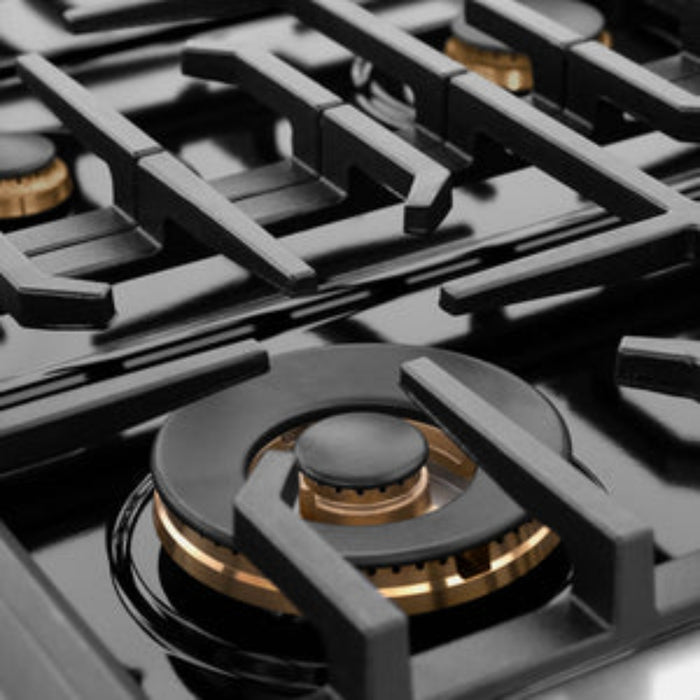 ZLINE 36" Autograph Edition Paramount Gas Range with 6 Burner Cooktop and Convection Gas Oven in Stainless Steel and Champagne Bronze Accents