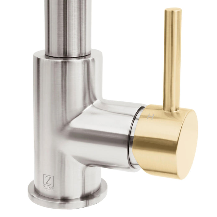 ZLINE Autograph Edition Sierra Pull-Down Spring Single Handle Kitchen Faucet in Brushed Nickel and Champagne Bronze