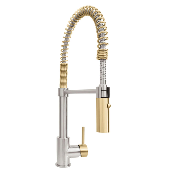 ZLINE Autograph Edition Sierra Pull-Down Spring Single Handle Kitchen Faucet in Brushed Nickel and Champagne Bronze