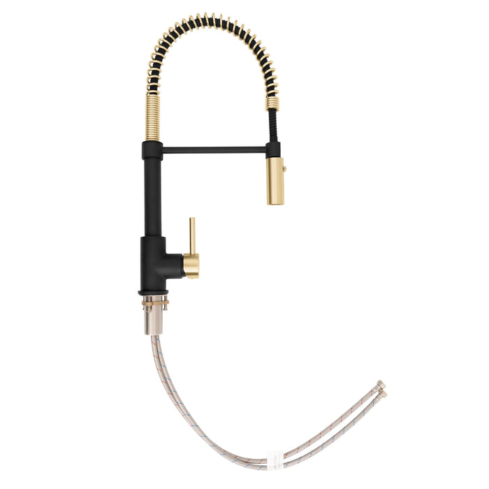 ZLINE Autograph Edition Sierra Pull-Down Spring Single Handle Kitchen Faucet in Matte Black and Champagne Bronze