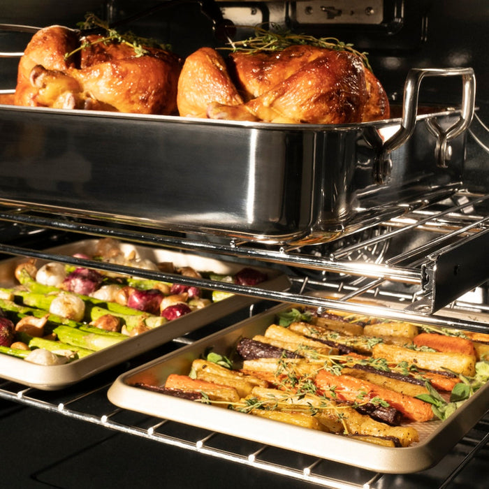 ZLINE 30" Autograph Edition Professional True Convection Single Wall Oven with Air Fry and Self Clean in Stainless Steel with Champagne Bronze Handle