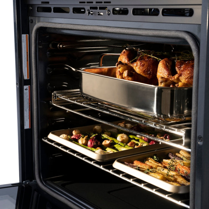 ZLINE 30" Autograph Edition Professional True Convection Single Wall Oven with Air Fry and Self Clean in Stainless Steel with Champagne Bronze Handle