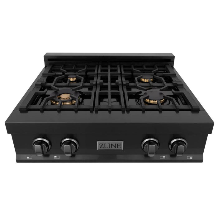 ZLINE Legacy Gas Rangetops Black Stainless with Brass Burners – 30", 36", & 48"
