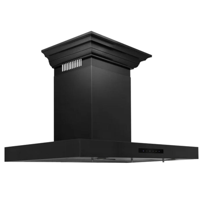 ZLINE Black Stainless Steel Wall Mount Range Hood with Crown Molding (BSKBNCRN)