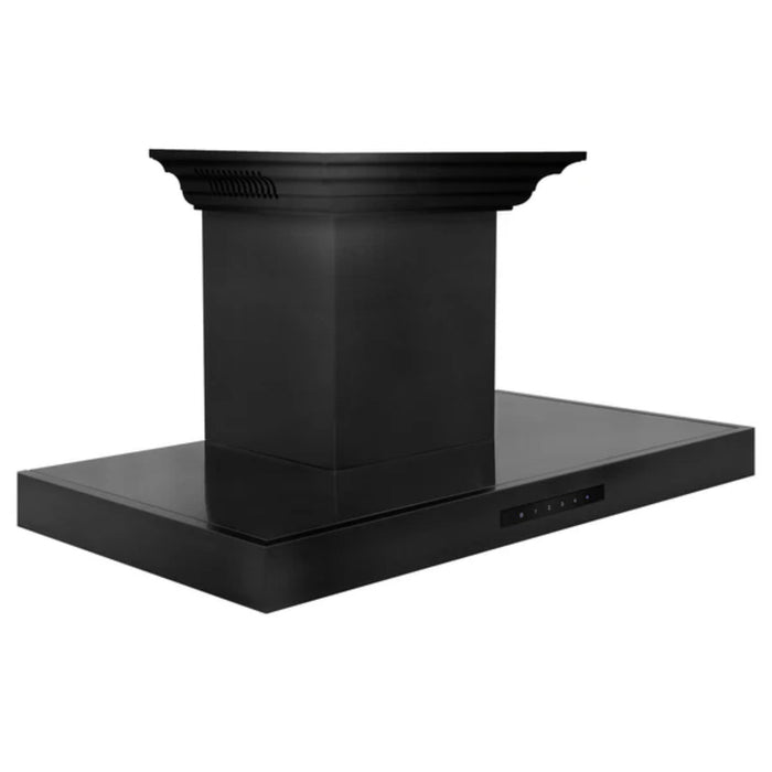 ZLINE Black Stainless Steel Wall Mount Range Hood with CrownSound Bluetooth Speakers (BSKENCRN-BT)