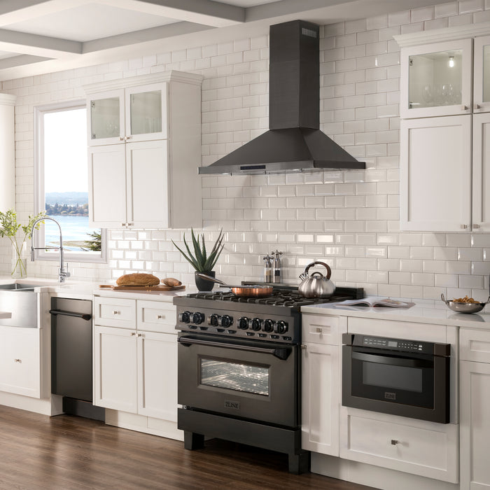 ZLINE 36" Convertible Vent Wall Mount Range Hood in Black Stainless Steel