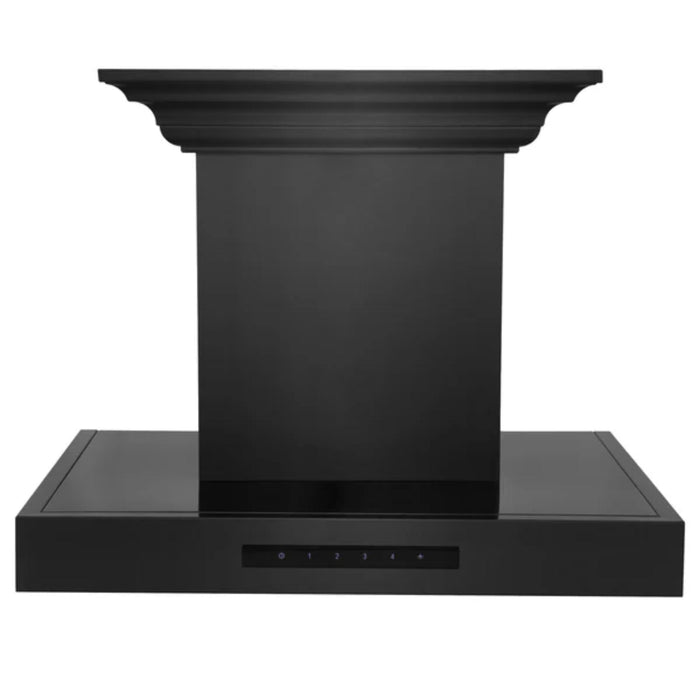 ZLINE Black Stainless Steel Wall Mount Range Hood with CrownSound Bluetooth Speakers (BSKENCRN-BT)