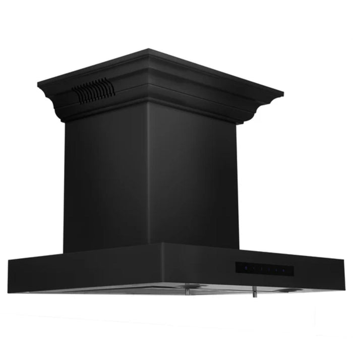 ZLINE Black Stainless Steel Wall Mount Range Hood with CrownSound Bluetooth Speakers (BSKENCRN-BT)