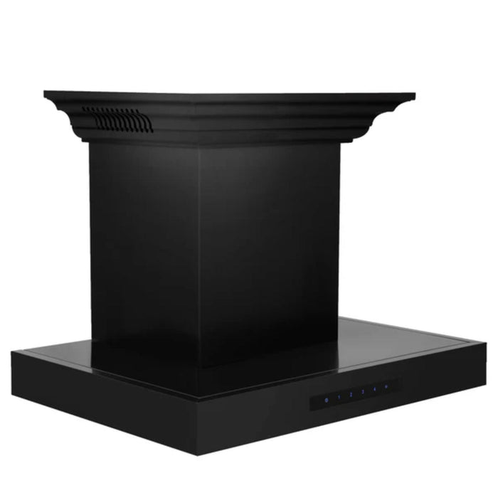 ZLINE Black Stainless Steel Wall Mount Range Hood with CrownSound Bluetooth Speakers (BSKENCRN-BT)