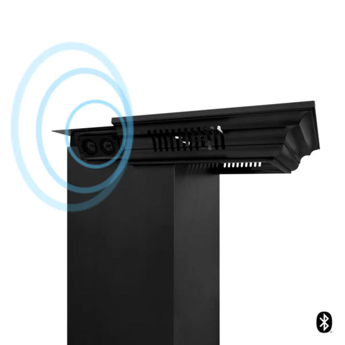 ZLINE Black Stainless Steel Wall Mount Range Hood with CrownSound Bluetooth Speakers (BSKENCRN-BT)