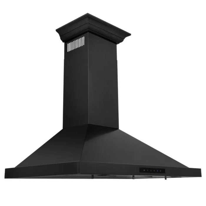 ZLINE Black Stainless Steel Wall Mount Range Hood with Crown Molding (BSKBNCRN)