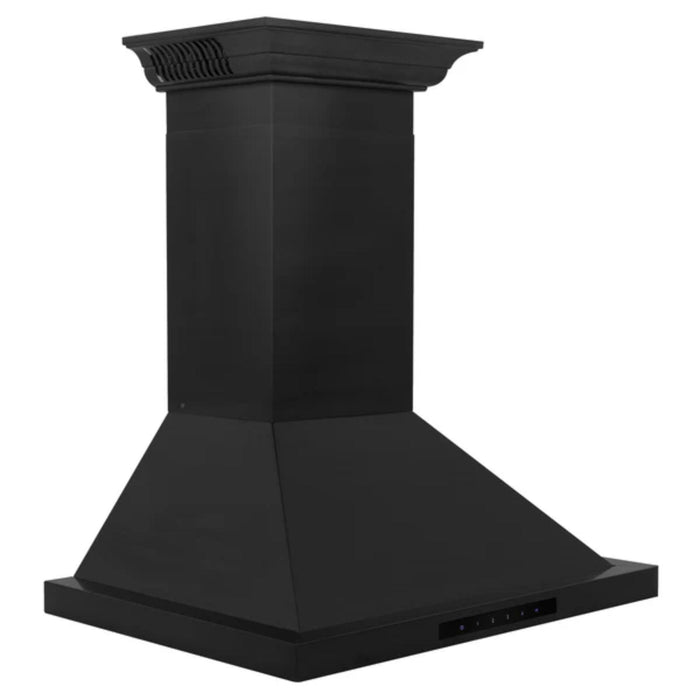 ZLINE Black Stainless Steel Wall Mount Range Hood with CrownSound Bluetooth Speakers (BSKBNCRN-BT)