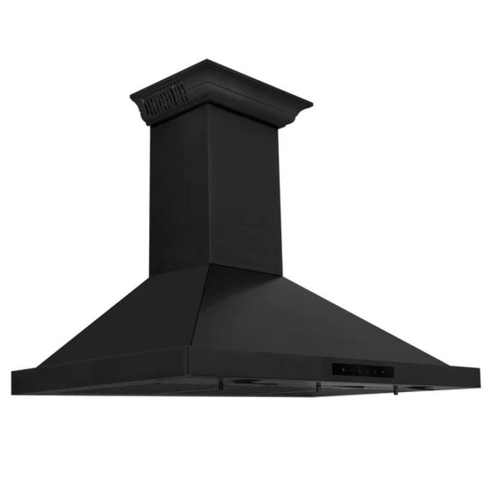 ZLINE Black Stainless Steel Wall Mount Range Hood with CrownSound Bluetooth Speakers (BSKBNCRN-BT)