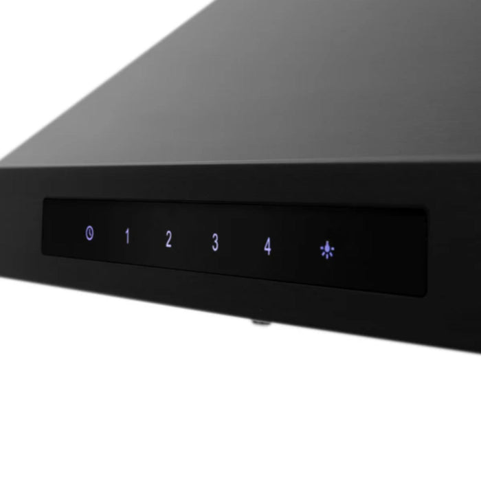 ZLINE Black Stainless Steel Wall Mount Range Hood with CrownSound Bluetooth Speakers (BSKBNCRN-BT)