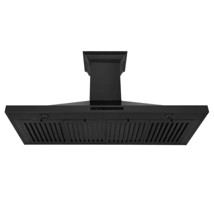 ZLINE Black Stainless Steel Wall Mount Range Hood with CrownSound Bluetooth Speakers (BSKBNCRN-BT)
