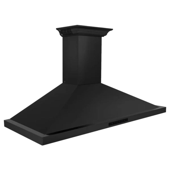 ZLINE Black Stainless Steel Wall Mount Range Hood with CrownSound Bluetooth Speakers (BSKBNCRN-BT)