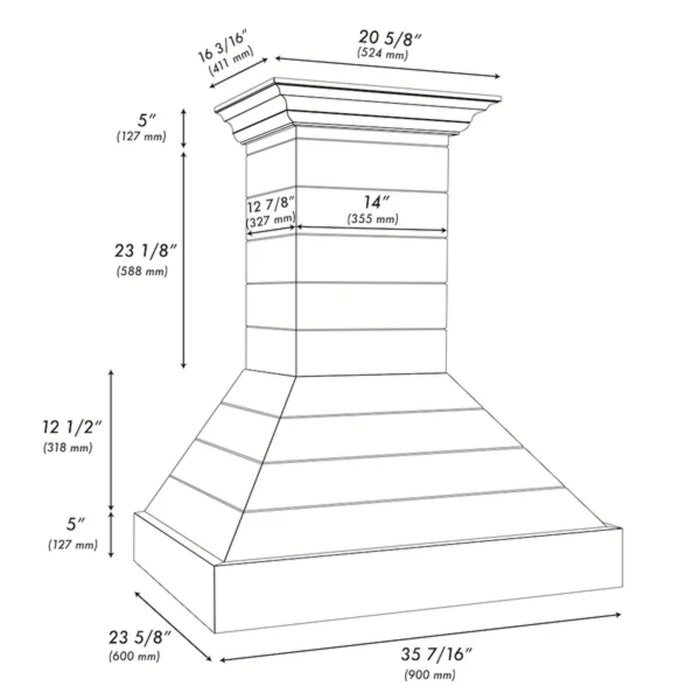 ZLINE 30" & 36" Wooden Wall Mount Range Hoods in Rustic Shiplap Bright White with Stainless Steel Accents