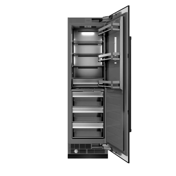 ZLINE 24-Inch Column Refrigerator in Black Stainless Steel with Graphite Gray Interior
