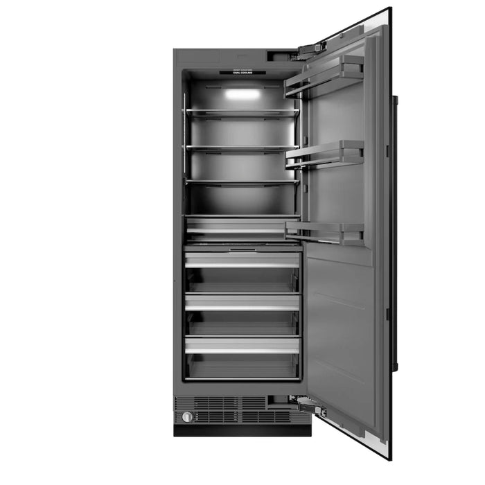 ZLINE 30-Inch Column Refrigerator in Black Stainless Steel with Graphite Gray Interior