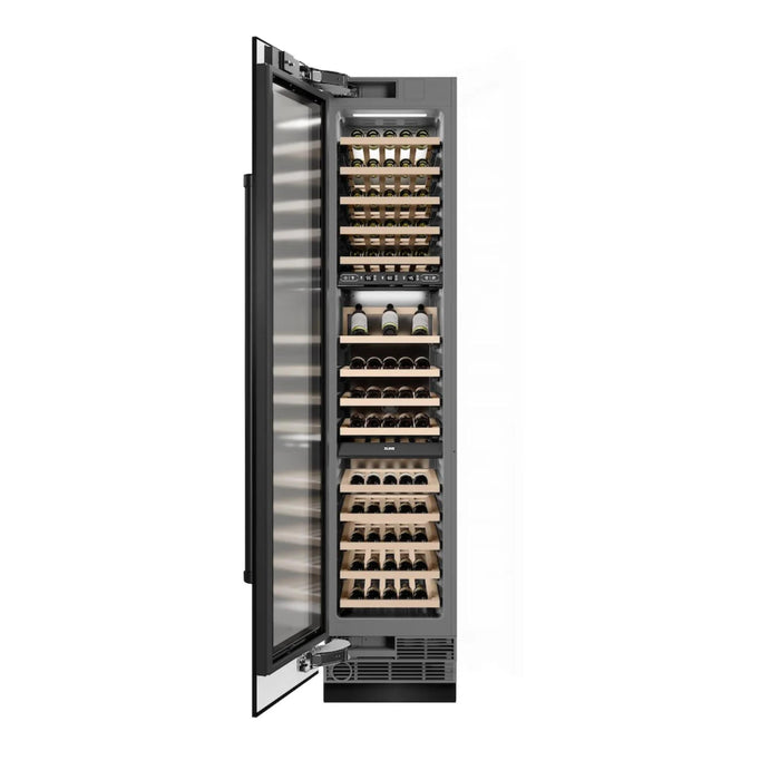ZLINE 18-Inch 9.0 Cu. Ft. Autograph Edition Triple Zone Panel Ready Right Hinge Column Wine Cooler in White Matte with Matte Black Accents