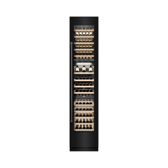 ZLINE 18-Inch 9.0 Cu. Ft. Triple Zone Panel Ready Right Hinge Column Wine Cooler in Black Stainless Steel