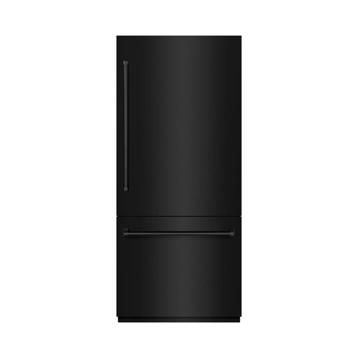 ZLINE 36" Built-In Bottom Freezer Refrigerator with Water Dispenser and Ice Maker in Black Stainless Steel