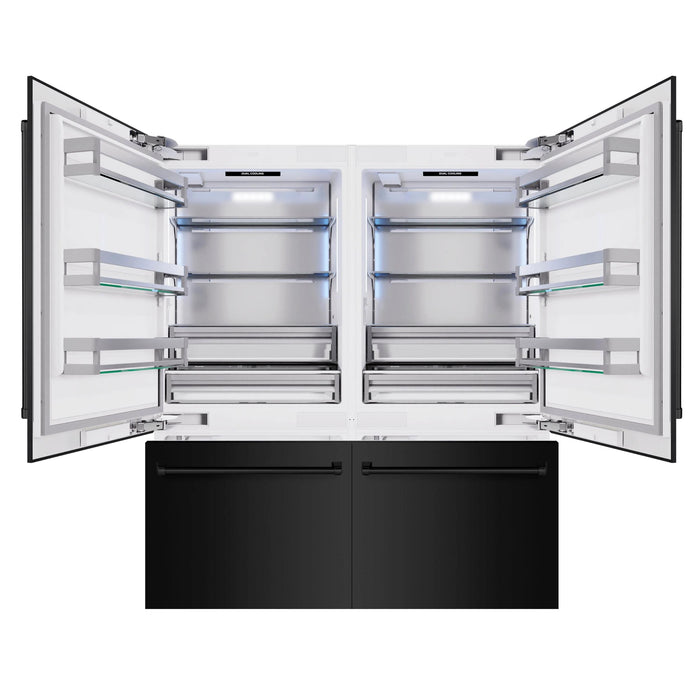 ZLINE 72" Built-In French Door Bottom Freezer Refrigerator in Black Stainless Steel with Water Dispensers & Ice Makers