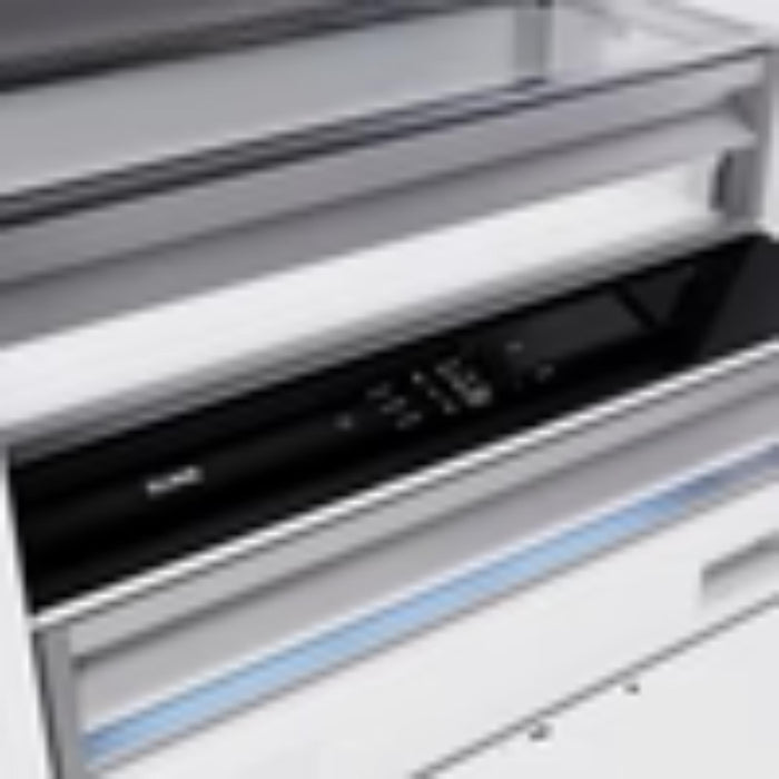 ZLINE Autograph Edition 36" Built‑In Bottom‑Freezer Refrigerator — Black Stainless with Champagne Bronze Accents and Polished Gold Accents.