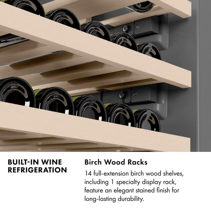 ZLINE Autograph Edition 24-Inch Triple Zone 100 Bottle Column Wine Cooler in White Matte with Polished Gold Accents