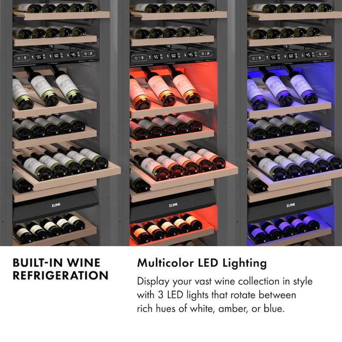 ZLINE 18-Inch 9.0 Cu. Ft. Autograph Edition Triple Zone Panel Ready Column Wine Cooler with Polished Gold Accents