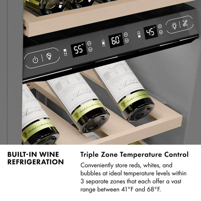 ZLINE Autograph Edition 18 in. 9.0 cu. ft. Triple Zone 68 Bottle Panel Ready Left Hinge Column Wine Cooler with Champagne Bronze Accents