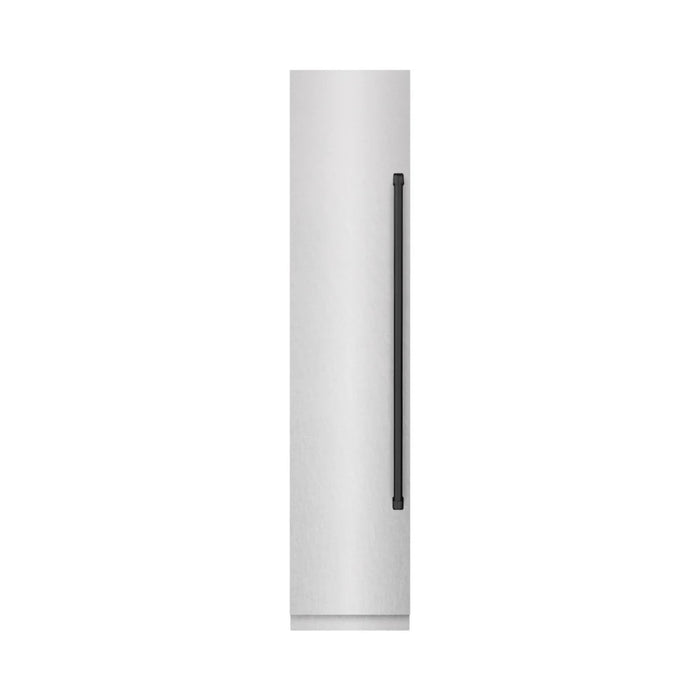 ZLINE Autograph Edition 18-Inch Left Hinge Column Freezer in White Matte with Graphite Gray Interior and Champagne Bronze Accents
