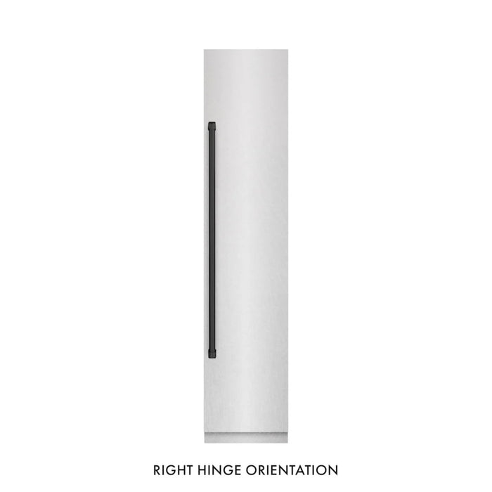 ZLINE Autograph Edition 18-Inch Right Hinge Column Freezer in DuraSnow® Stainless Steel with Graphite Gray Interior and Matte Black Accents