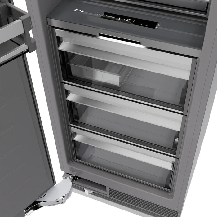 ZLINE Autograph Edition 30-Inch Column Refrigerator in Stainless Steel with Graphite Gray Interior and Matte Black Accents