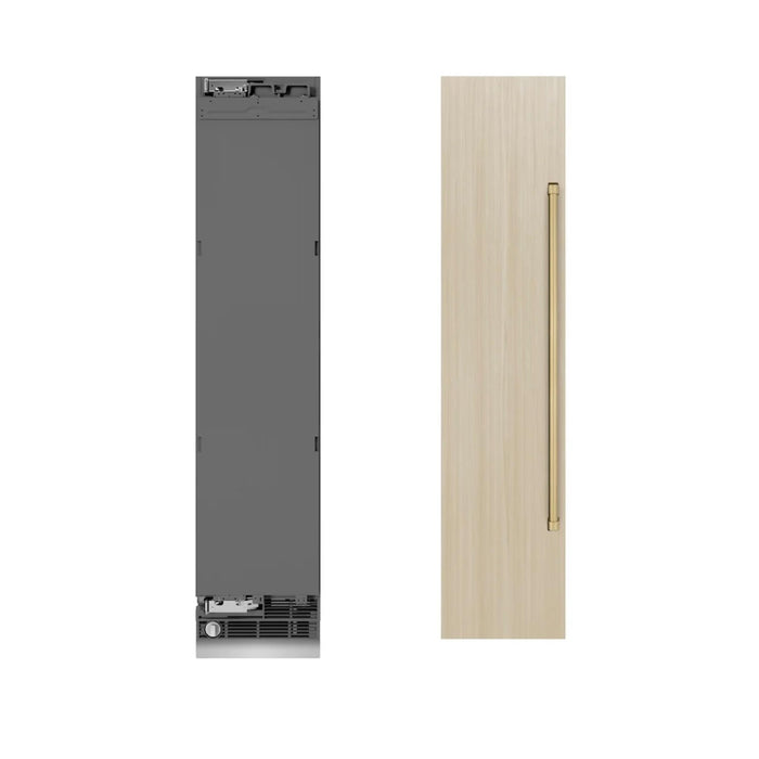 ZLINE Autograph Edition 18" 8.6 Cu. Ft. Panel Ready Left Hinge Column Freezer with Champagne Bronze Accents and Graphite Gray Interior