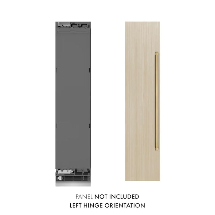 ZLINE Autograph Edition 18" 8.6 Cu. Ft. Panel Ready Left Hinge Column Freezer with Champagne Bronze Accents and Graphite Gray Interior