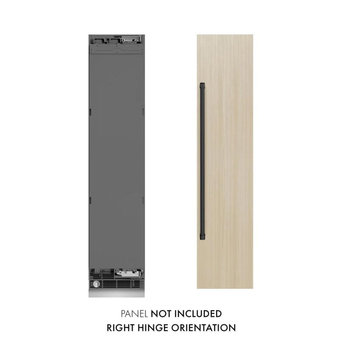 ZLINE 18-Inch 8.6 Cu. Ft. Panel Ready Right Hinge Column Freezer with Graphite Gray Interior and Matte Black Accents