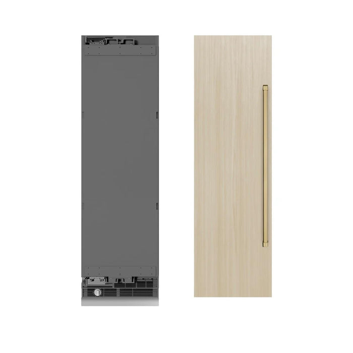 ZLINE Autograph Edition 24-Inch 12.4 Cu. Ft. Panel Ready Column Freezer with Graphite Gray Interior and Polished Gold Accents