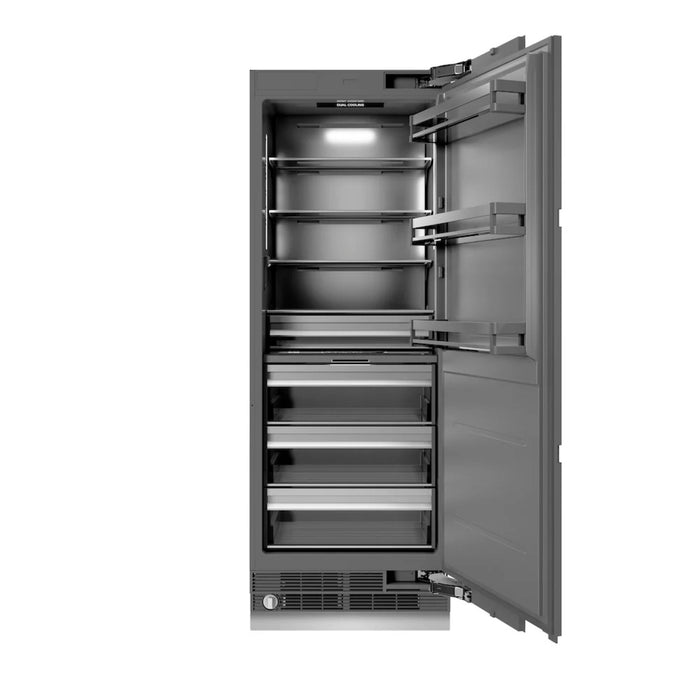 ZLINE Autograph Edition 30-Inch Panel Ready Column Refrigerator with Graphite Gray Interior and Matte Black Accents