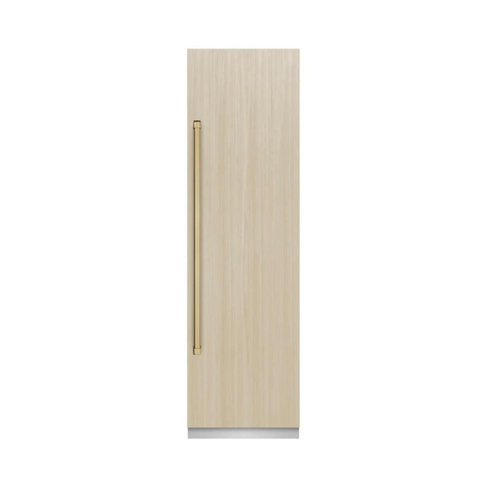 ZLINE 24-Inch 12.5 Cu. Ft. Autograph Edition Panel Ready Right Hinge Column Refrigerator with Champagne Bronze Accents
