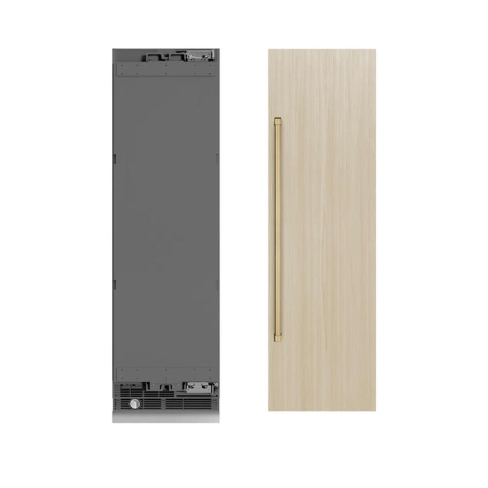 ZLINE 24-Inch 12.5 Cu. Ft. Autograph Edition Panel Ready Right Hinge Column Refrigerator with Champagne Bronze Accents