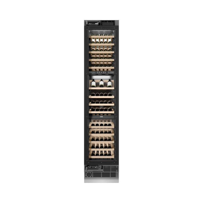 ZLINE 18-Inch 9.0 Cu. Ft. Autograph Edition Triple Zone Panel Ready Column Wine Cooler with Matte Black Accents