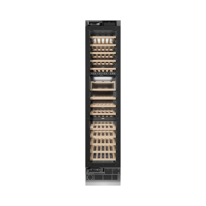 ZLINE 18-Inch 9.0 Cu. Ft. Autograph Edition Triple Zone Panel Ready Column Wine Cooler with Matte Black Accents