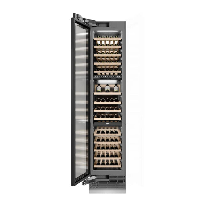 ZLINE 18-Inch 9.0 Cu. Ft. Autograph Edition Triple Zone Panel Ready Column Wine Cooler with Matte Black Accents